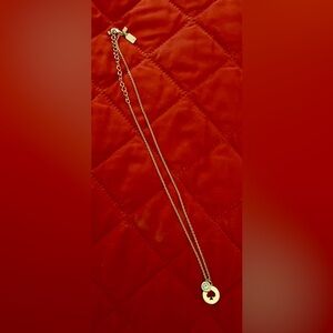 Kate Spade Rose Gold Adj. Delicate Chain Necklace Spade Insignia With CZ Accent.